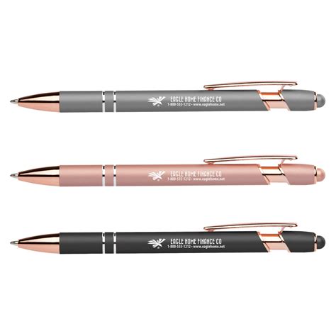 Custom Mineral Alpha Soft Touch Pen With Rose Gold Trim National Pen
