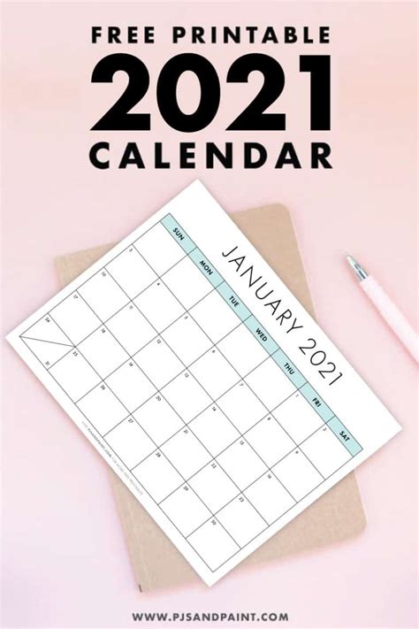 Free Printable 2021 Calendar Sunday Start Pjs And Paint