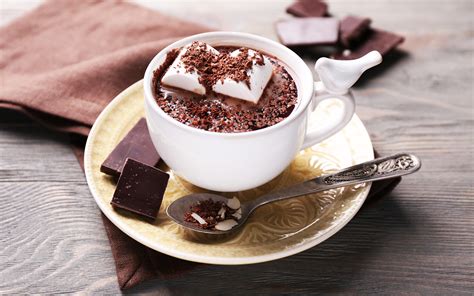 Картинка Шоколад Маршмэллоу Горячий шоколад Чашка Блюдце 3840x2400