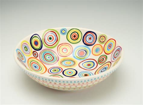 Circles Bowl Hand Painted Ceramic Dinnerware By Owlcreekceramics