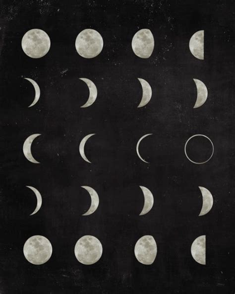 Moon Phases Black White Decor Bohemian Magic Lunar Cycle Art Print