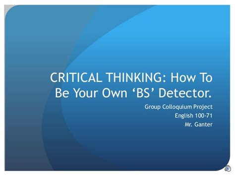Critical Thinking Bs Detector