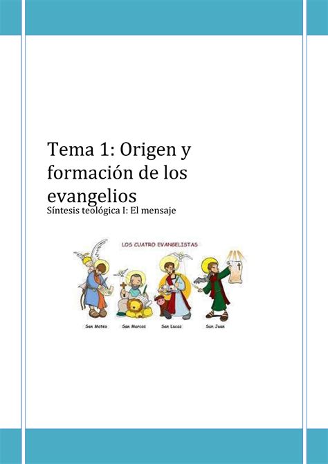 Actividad 1 Tema 1 Tema 1 Origen Y Formación De Los Evangelios