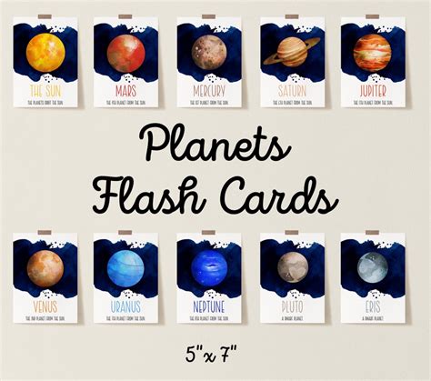 Planets Flash Cards Solar System Printable Flashcards Preschool
