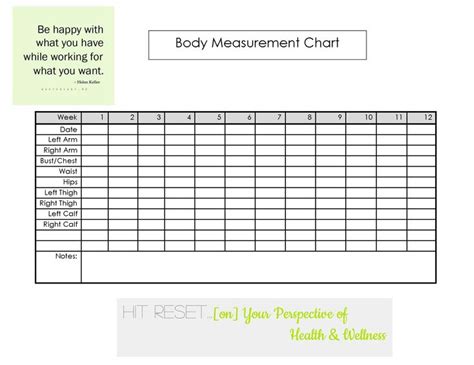 Free Fitness Body Measurement Chart Template