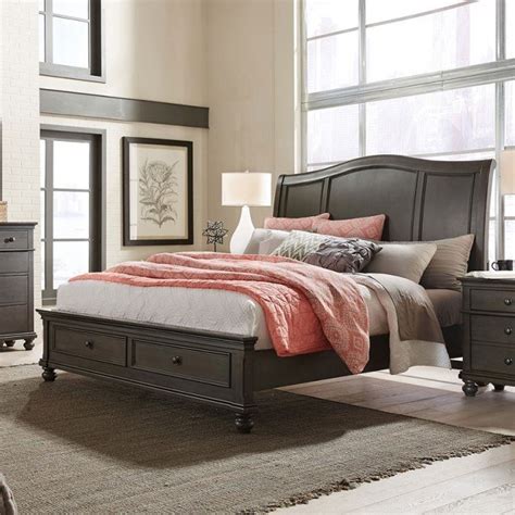 Oxford Sleigh Storage Bed Peppercorn By Aspenhome Furniturepick