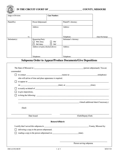 Copy Of Subpoena Asking Witness To Appear 1995 2024 Form Fill Out And