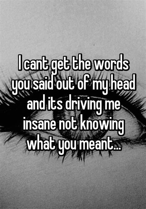 I Cant Get The Words You Said Out Of My Head And Its Driving Me Insane