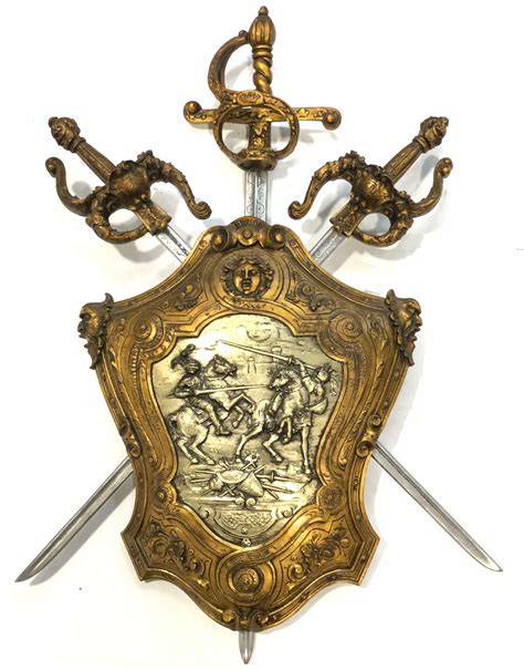 lot coat of arms resin wall shield crest and swords