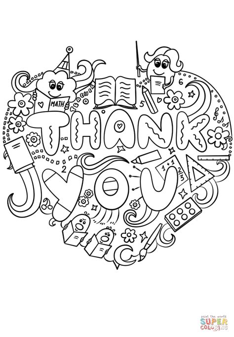 Thank You Teacher Doodle Coloring Page Free Printable Coloring Pages