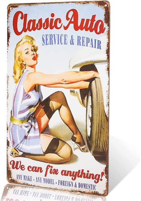 Dingleiever Metal Tin Signs Classic Auto Garage Full Service Repair We Can Fix