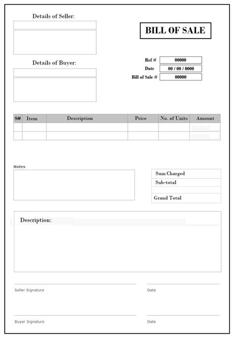 Bill Of Sale Template Free Word And Excel Templates
