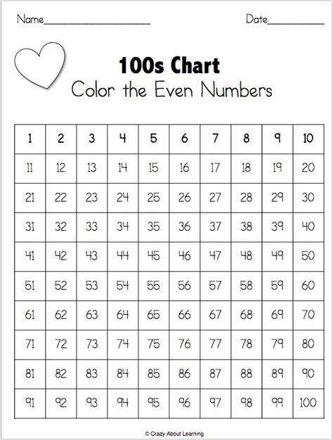 Color The Even Numbers Worksheet