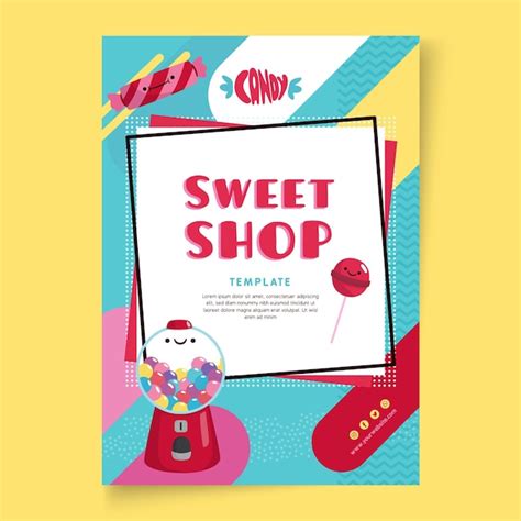 Candy Shop Flyer Vorlage Mit Illustrationen Kostenlose Vektor