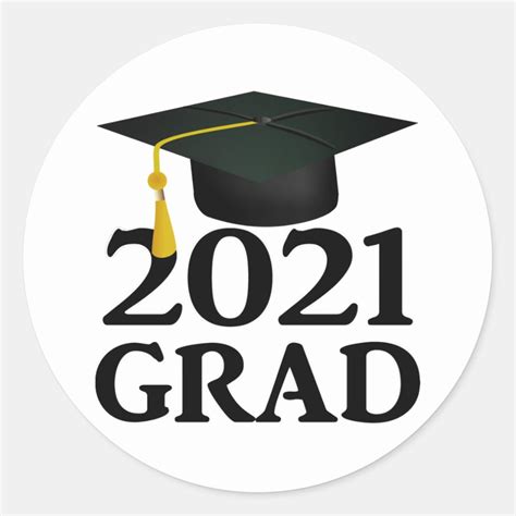 Class Of 2021 Graduation Cap Classic Round Sticker Zazzle