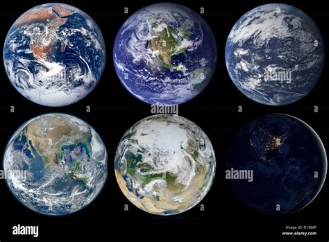 Composite Image Showing A Variety Of Views Of Earth From Space Top Row