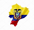 Mapa de Ecuador con bandera ondeante aislado en blanco: fotografía de ...