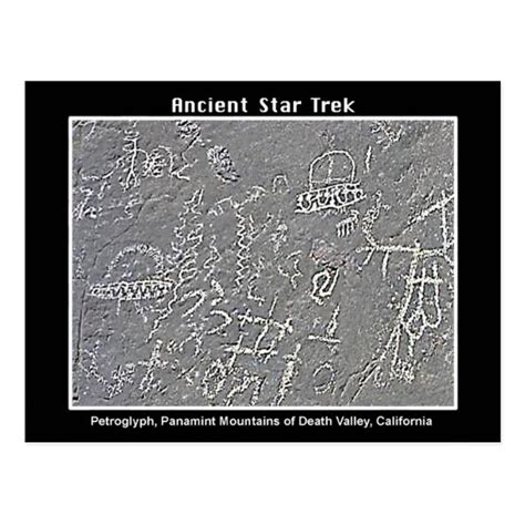 2 Ufo Petroglyph At Death Valley Postcard