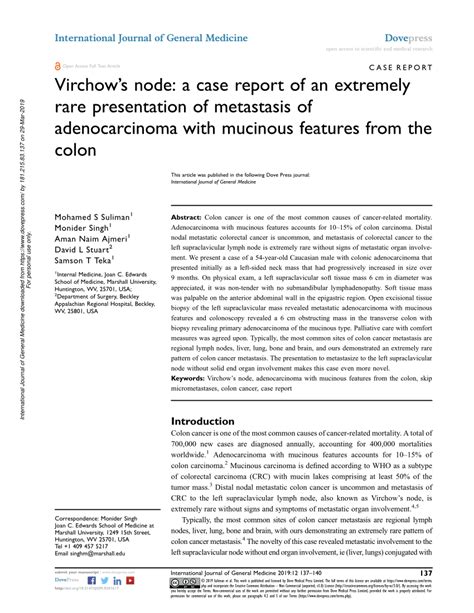 Pdf Virchows Node A Case Report Of An Extremely Rare Presentation