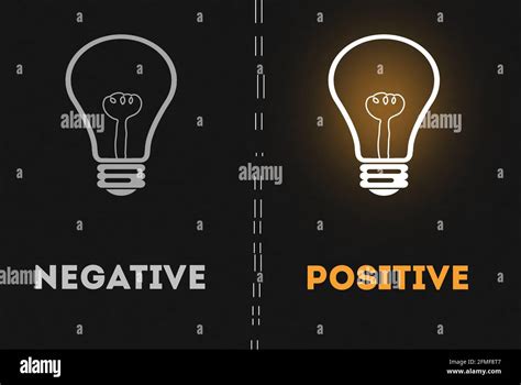 Negative Thinking Vs Positive Thinking Light Bulb Concept Dark