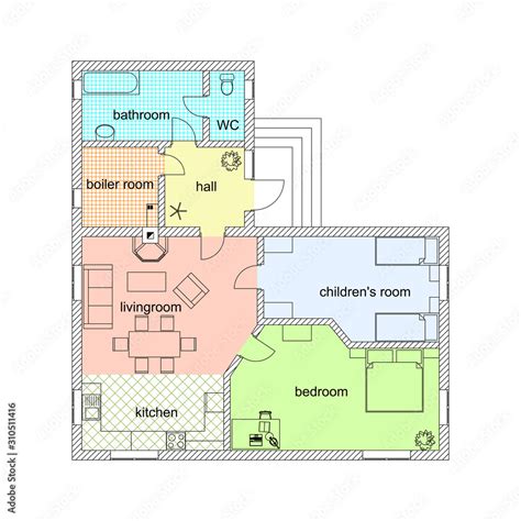 Floor Plan Of A Modern Apartment 2d Vector Plan Architectural