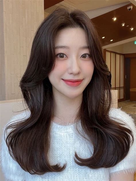 korean perm long wavy hair with side bangs korean curls korean perm asian hair perm long