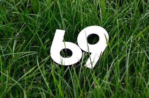 Number 69 On A Green Grass Background Stock Photo By ©nehruresen 80282280