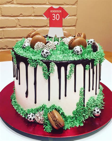 Soccer Cake With Black Drip And Green Grass By Pettycake