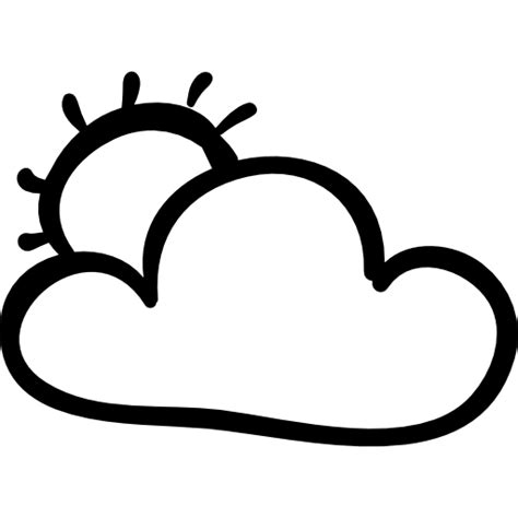 cloud and sun hand drawn outlines free nature icons