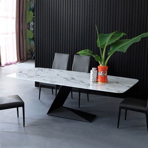 Luxury Modern Rectangular 63 White Faux Marble Dining Table With L