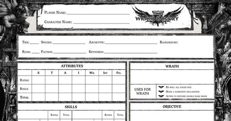 Oveja Víctima Aumentar Wrath And Glory Character Sheet Oficial
