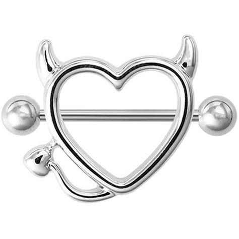 Pair 14g Stainless Steel Breast Piercing Jewelry Heart Nipple Piercing