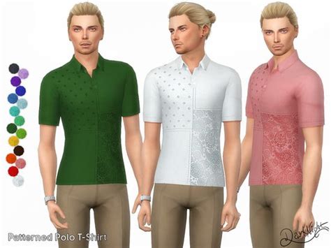 Darknightts Patterned Polo T Shirt Polo T Shirts Sims 4 Sims