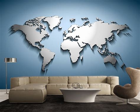 3d World Map Large Wall Mural Self Adhesive Vinyl