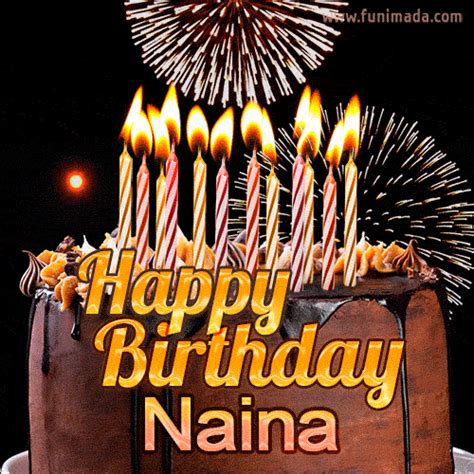 Chocolate Happy Birthday Cake For Naina  — Download On