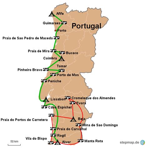 Procure o romance, encontre cultura, viva a aventura ou recupere a portugal é o seu destino de férias. StepMap - Portugal - Landkarte für Deutschland