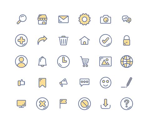 Outlined Icon Set For Web Interfaces Vector Illustrations Included