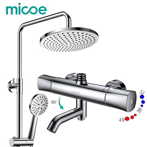Micoe Brass Thermostatic Water Rainfall Shower Set Faucet Tub Mixer
