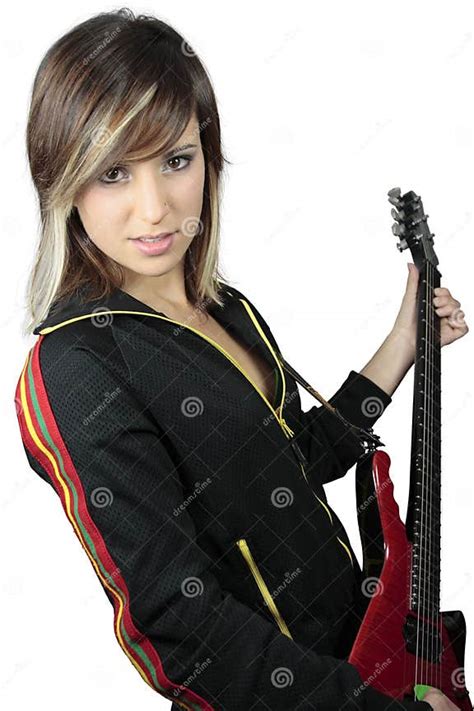 Girl With Electric Guitar Stock Photo Image Of Studio 4106520