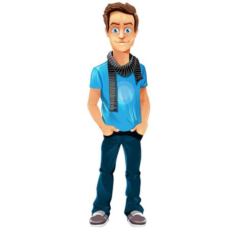 Boy Vector Character With Scarf Vector Characters