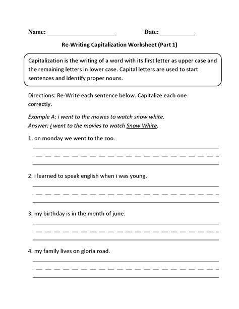 18 Capitalization Worksheets For Kindergarten