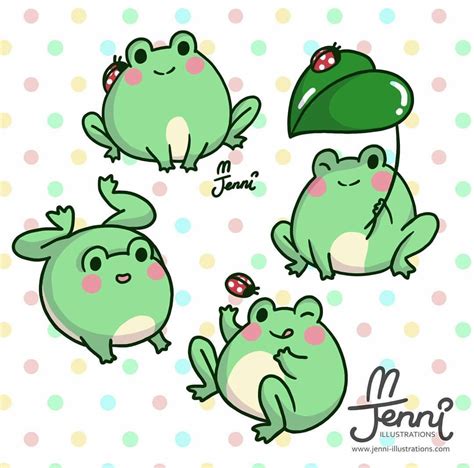 Frogs Are Cute Frog Chibi Ladybug Jenniilustrations