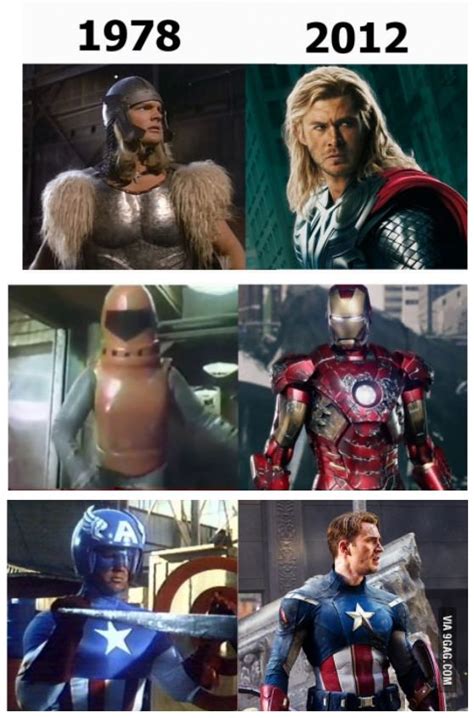 Avengers 1978 Vs 2012 Lol Iron Man 1978 Looks Like A Salt Shaker