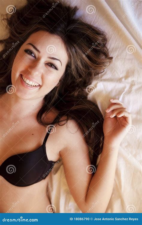 Cheerful Woman In Bed Stock Photo Image Of Sheet Seductive