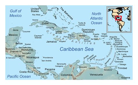 Detailed General Map Of The Caribbean Lesser Antilles North America