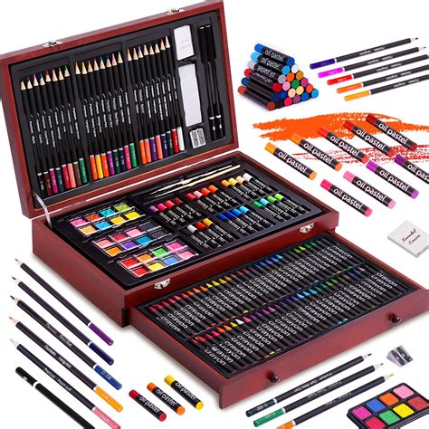 142 Pc Complete Art Set Kid Adult Pastel Color Drawing Painting Deluxe