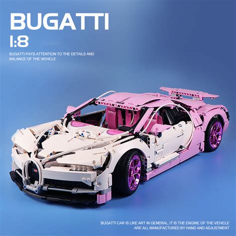 Bugatti Pink Sports Car King 55665 Technic With 4031 Pieces Moc Brick