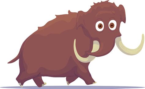 Cartoon Mammoth Isolated On White Background Vector Stock Illustration