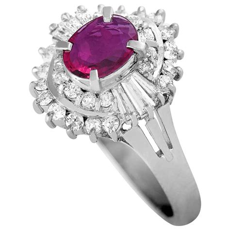 Lb Exclusive Platinum 051 Carat Diamond And Ruby Ring At 1stdibs