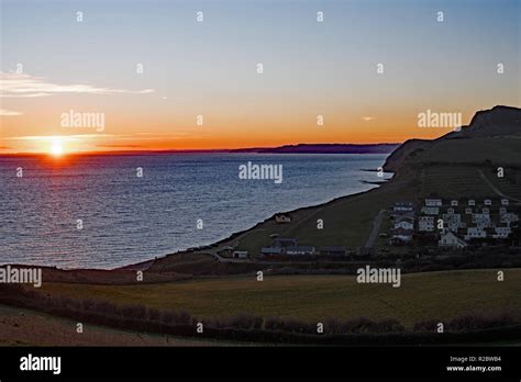 Sunset From The South West Coast Path Eype Dorset Stock Photo Alamy